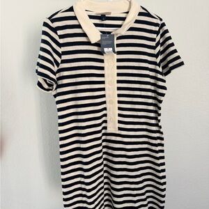 Universal Thread Black and Cream Striped Polo Dress
